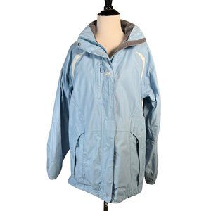 Helly Hansen Jacket Womens Large Blue Waterproof Helly Tech Toggle Hem Pockets